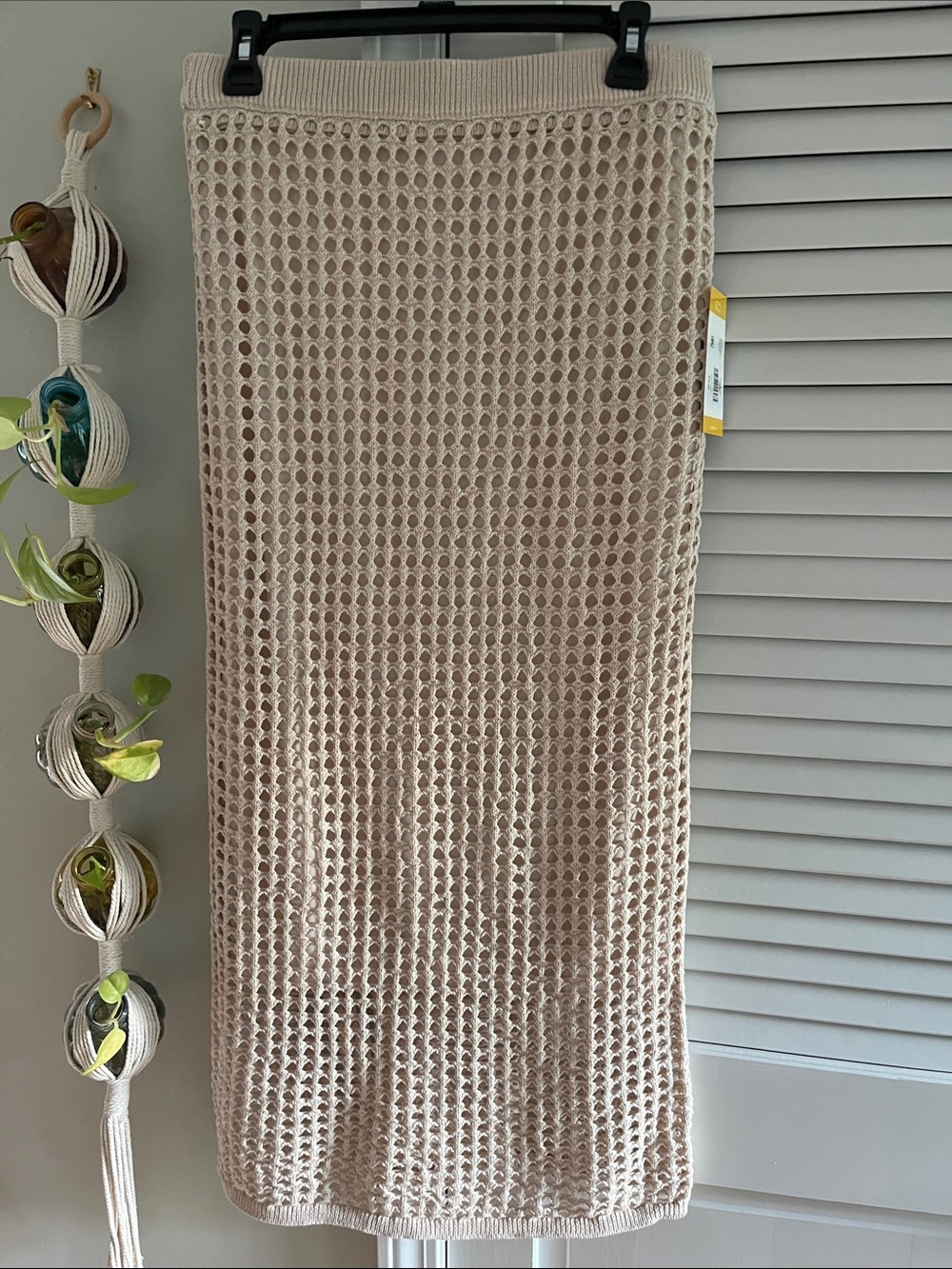 Steve Madden Cream Open-Knit Maxi Skirt